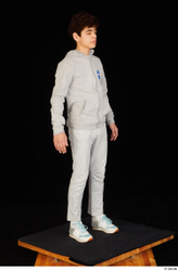 Whole Body Man White Sports Sweatsuit Slim Standing Studio photo references